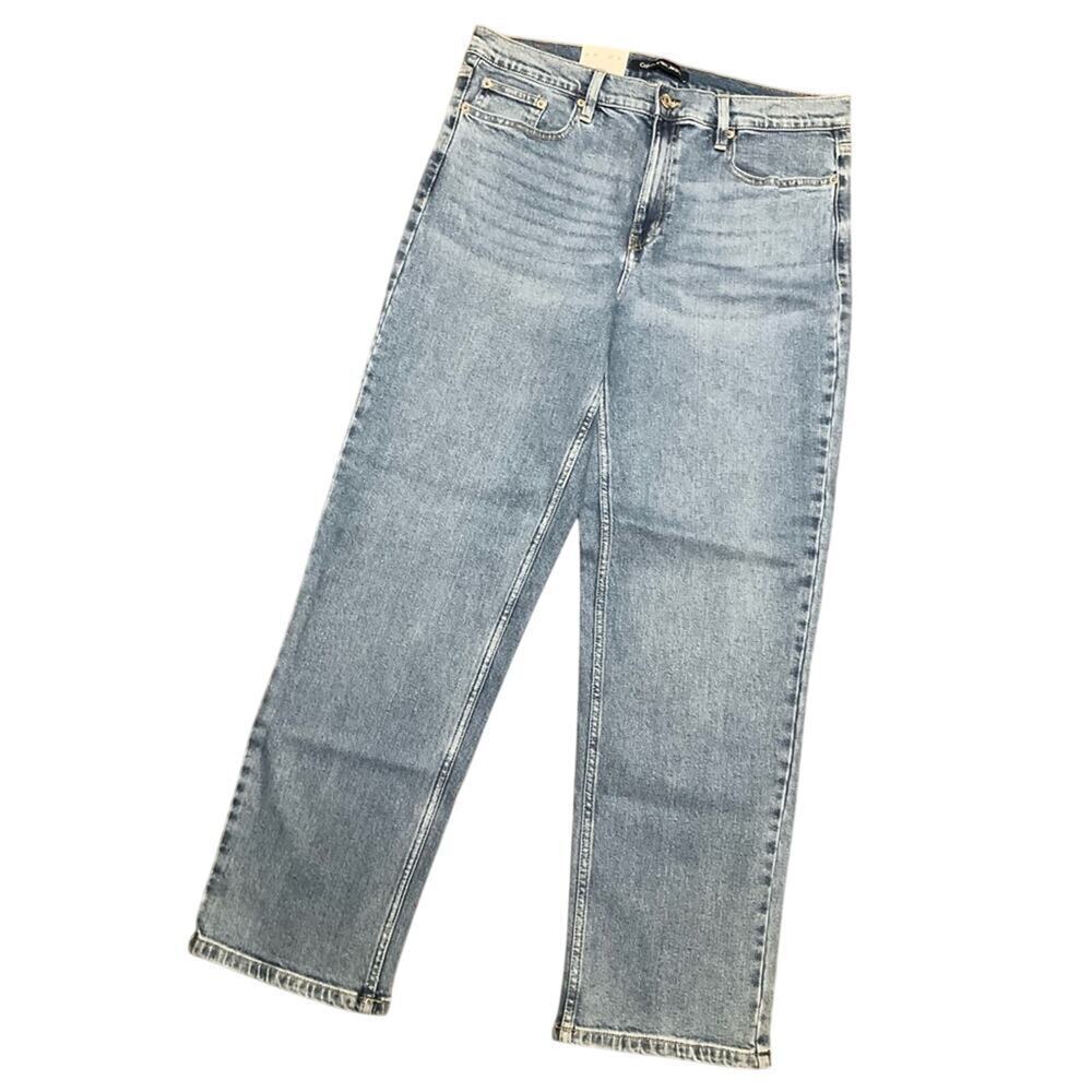 Calvin Klein Jeans Women's High Rise Straight Leg Blue Melody Size 12 NWT